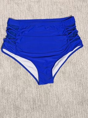 High-Waist Strappy Swim Bottoms in Royal Blue